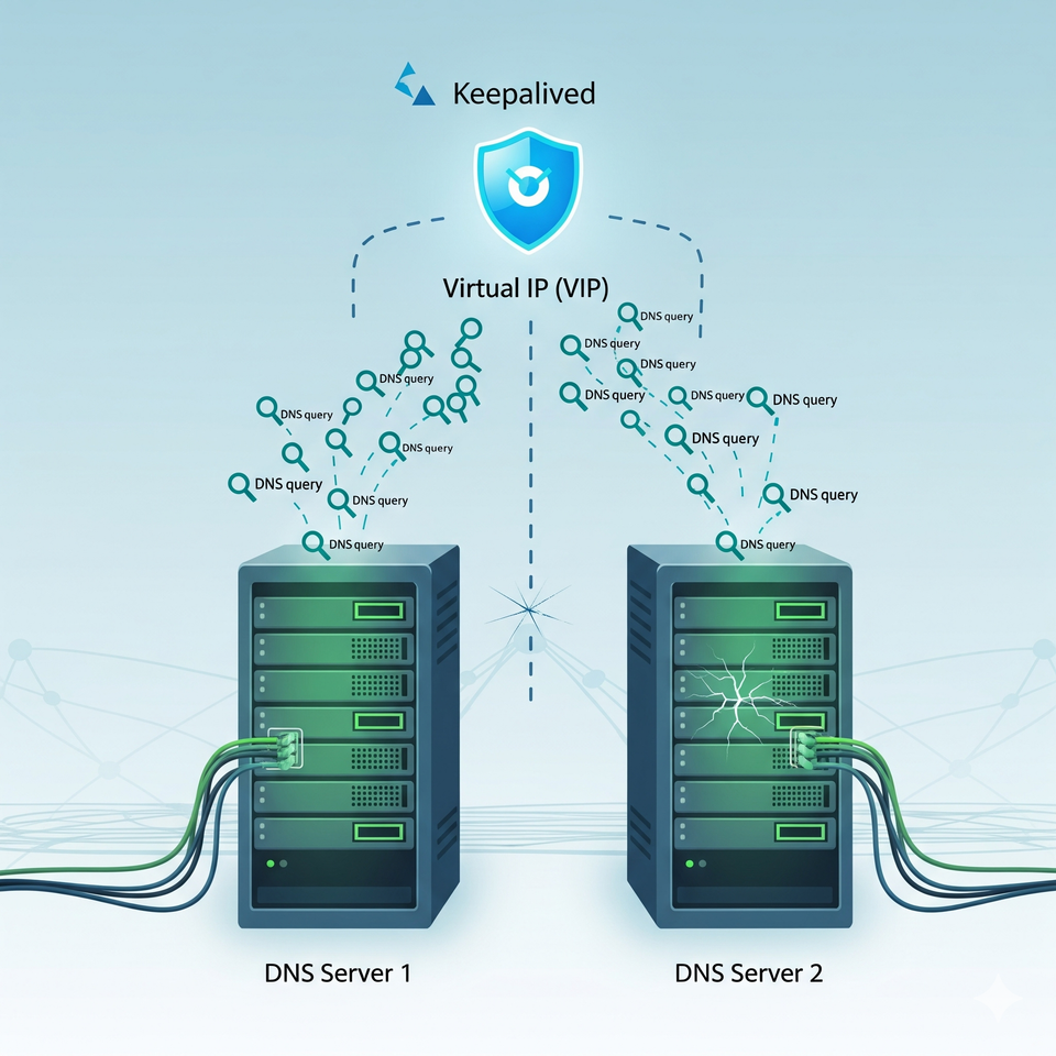 Usa Keepalived para Alta Disponibilidad (Caso DNS)